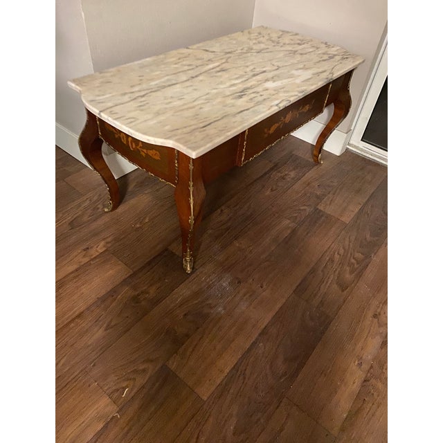1920s Traditional Cherry Wood and Marble Coffee Table For Sale In Los Angeles - Image 6 of 6