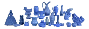 Mid Century Niloak Pottery Blue Vases and Objet d'Art 24 Piece Collection