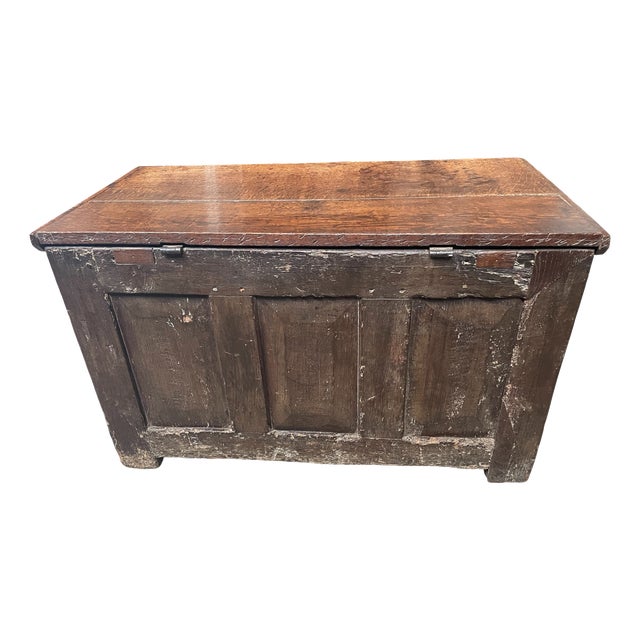Gothic Oak Linenfold Coffer, 1500s For Sale
