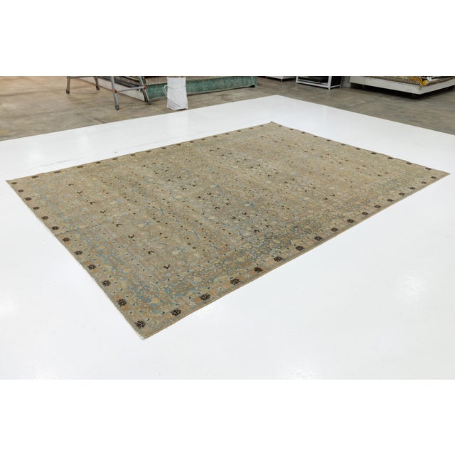 Antique Persian Tabriz Designed Wool Rug Floral in Muted Tones For Sale - Image 4 of 11