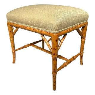 Mid-20th Century Chinese Chippendale Faux Bamboo Stool For Sale