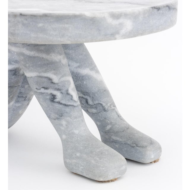 Contemporary Gray Marble Seated Figure Form Cake Stand For Sale - Image 3 of 7
