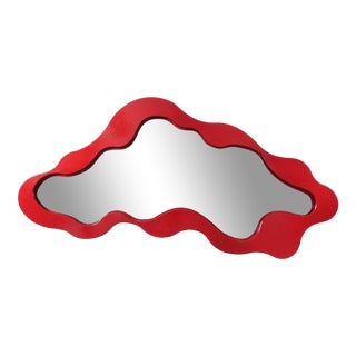 Bert Furnari Abstract Free-Form Aluminum Mirror, Powder Coated Crimson Finish For Sale