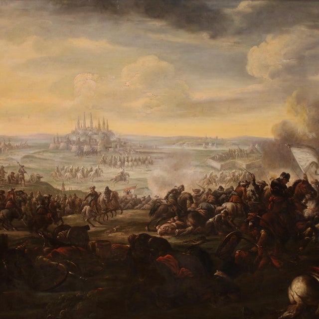 Italian Artist, Battle Between Christians and Ottomans, 1720, Oil on Canvas, Framed For Sale - Image 3 of 15