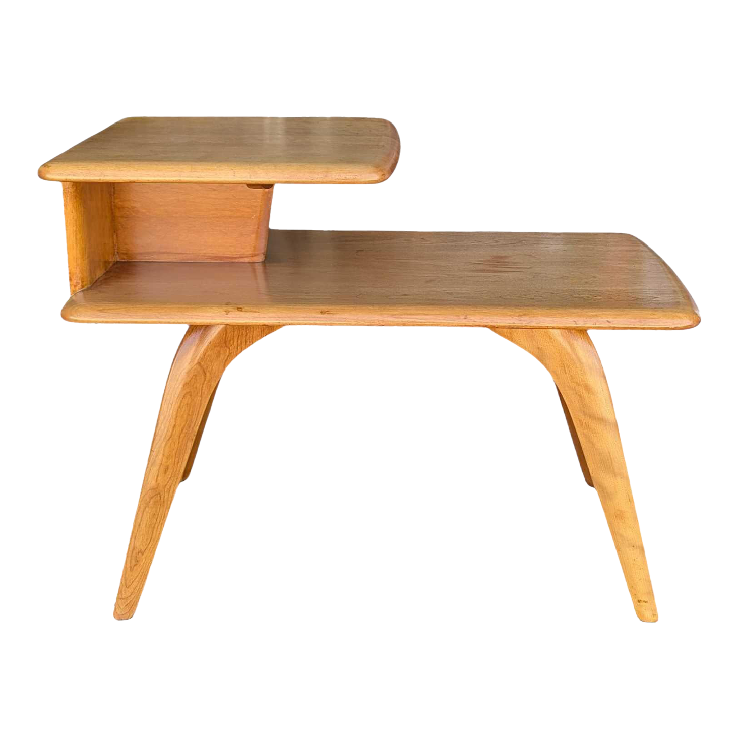 Mid-Century Modern Heywood-Wakefield Step Side Table, Blonde Birch