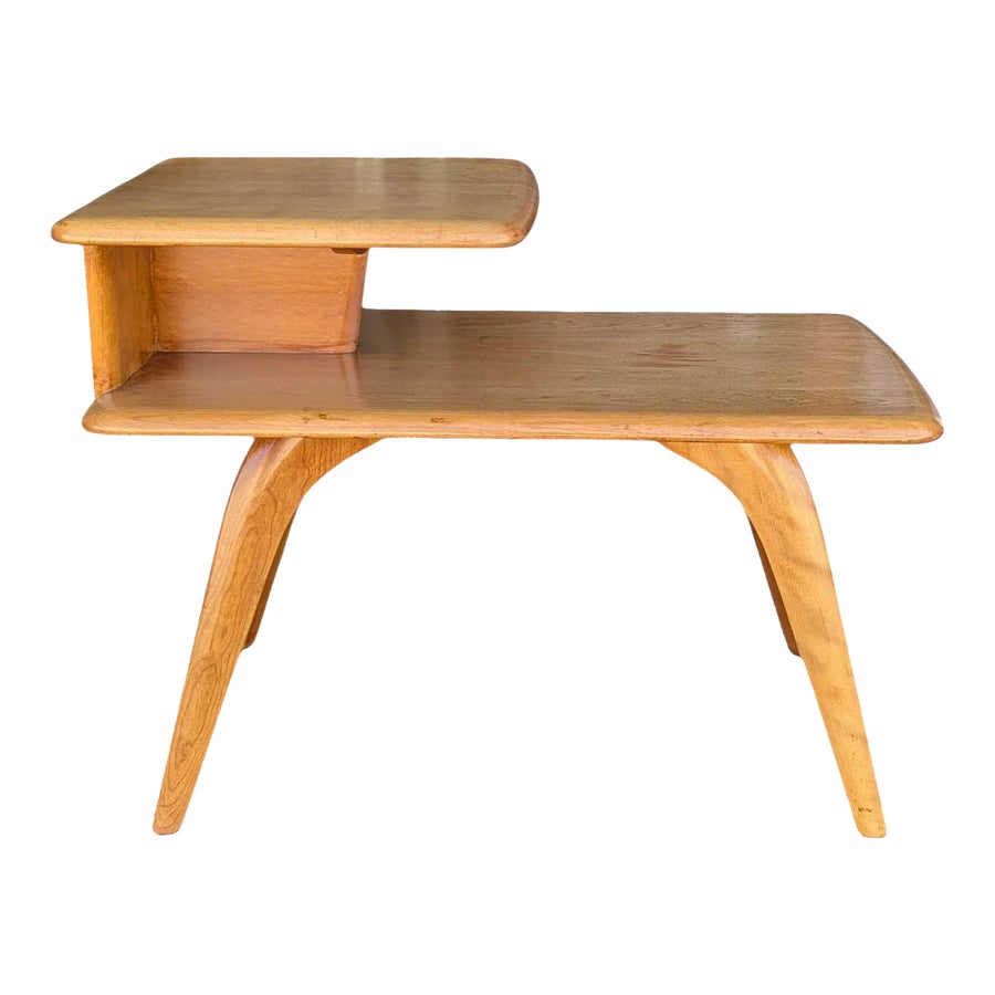 Mid-Century Modern Heywood-Wakefield Step Side Table, Blonde Birch