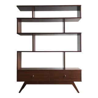 Vintage On Point Staggered Bookcase in Walnut For Sale