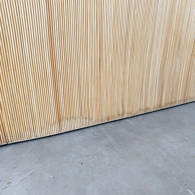 Vintage 1970s Pencil Reed Loveseat, Bouclé Upholstered Bamboo Settee, Coastal Boho Rattan Sofa For Sale - Image 13 of 15