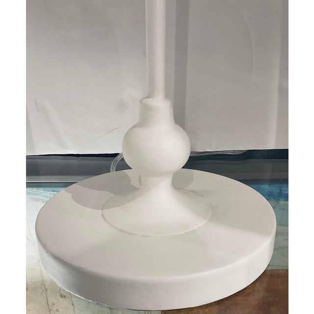 Modern Currey & Company Modern White Lotus Torchiere Table Lamps Pair For Sale - Image 3 of 4