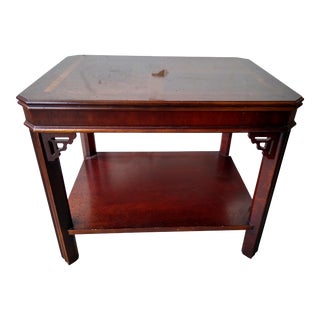 1970s Lane Mid Century Inlaid Walnut Console Table For Sale