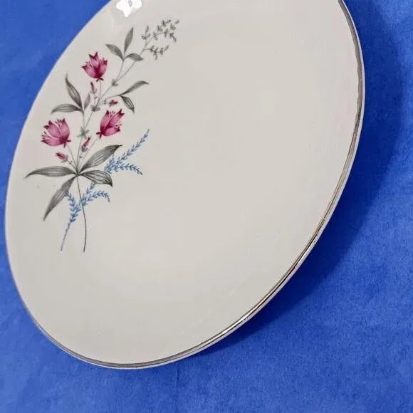 1950s Royal Monarch China Dinner Plate Fern Valley Holland Platinum Replacement MCM For Sale - Image 10 of 15