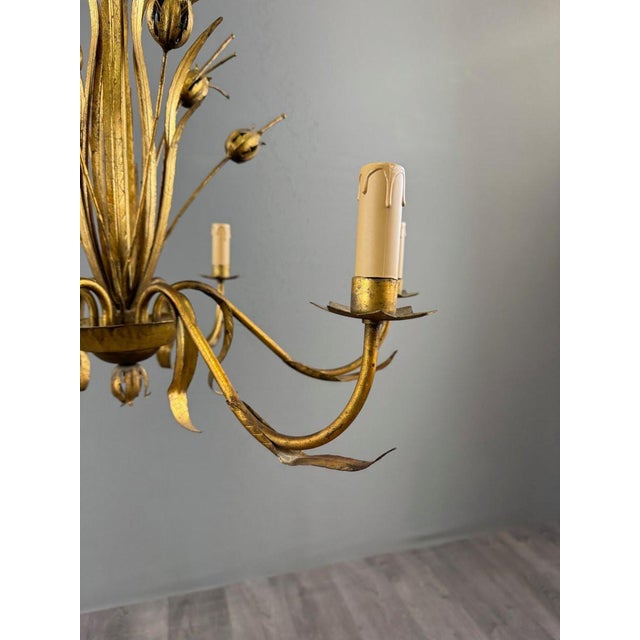 Metal Gilded Metal Chandelier, Italy, 1950 For Sale - Image 7 of 12