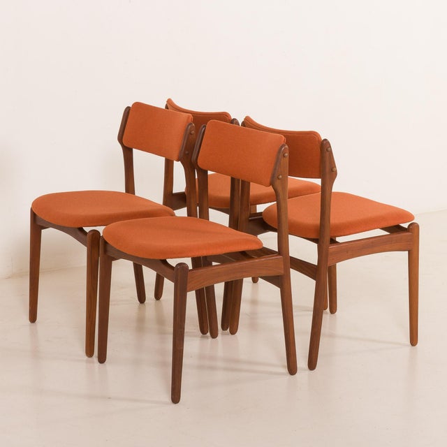 1960s Vintage Danish Teak and Wool Chairs by Erik Buch, 1960s, Set of 4 For Sale - Image 5 of 18