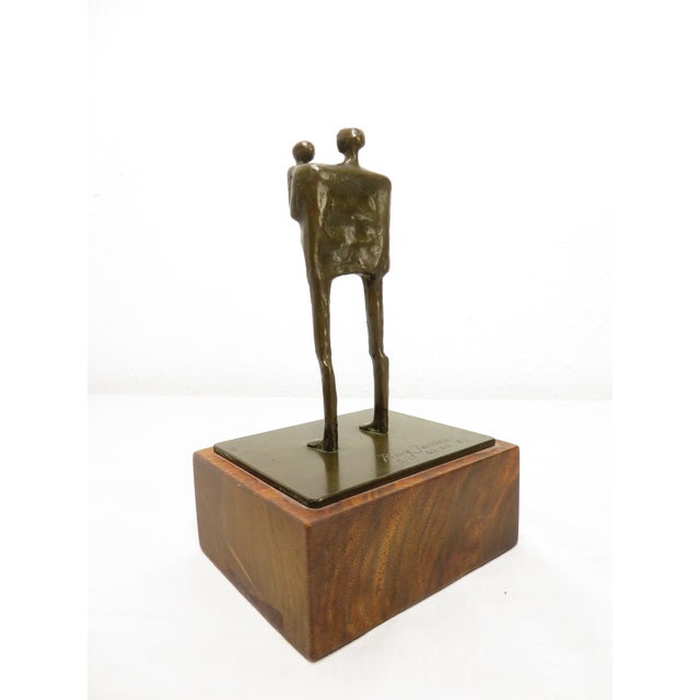 Signed Ray Jensen Bronze Modernist Art Sculpture ~ Figure W/ Child ~ Pacific Northwest For Sale - Image 15 of 16