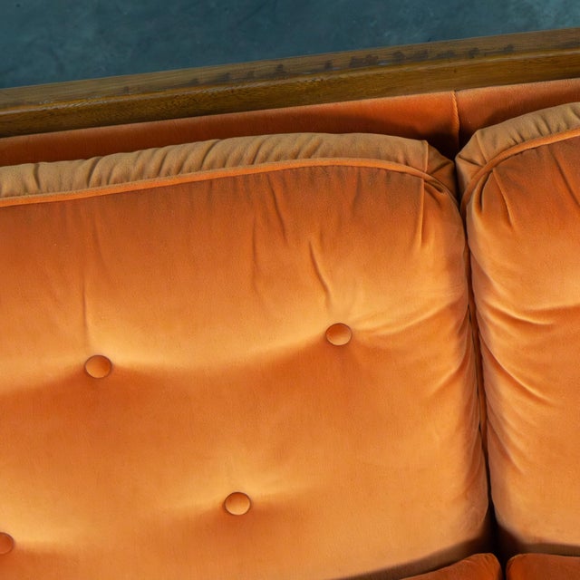 Mid-20th Century MCM Adrian Pearsall Style Gondola Sofa Orange Velveteen Fabric For Sale - Image 16 of 18