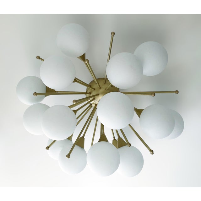 Fabio Ltd 21st Century Mezzo Satin Brass Matte White Murano Flush Mount by Fabio LTD For Sale - Image 4 of 10