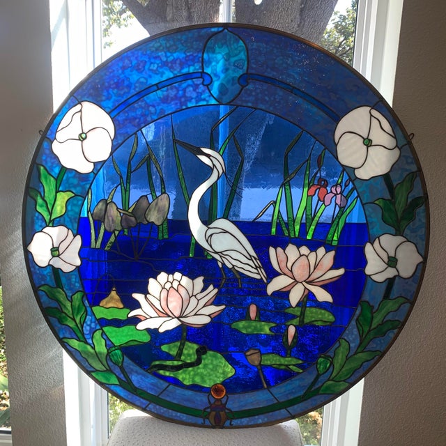 Large Vintage Stained Glass Art (Owl) For Sale - Image 11 of 12