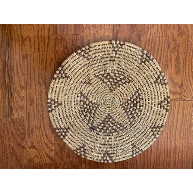 EXTREMELY RARE AND EXTRA-LARGE 21" wide Enormous Handwoven in the style of Papago/Tohono O'Odham woven tray. The height of...
