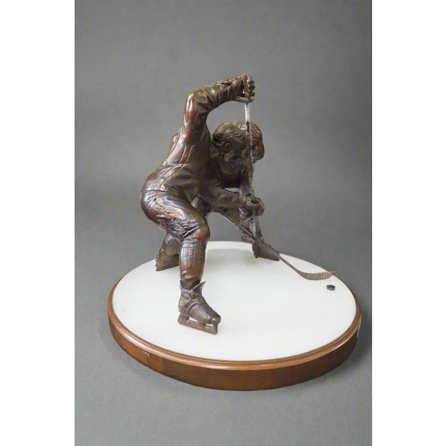 2002 Replica Bronze Statue of Watts & Dario Playing Hockey "Striving for Excellence" Signed by Watts For Sale - Image 4 of 12