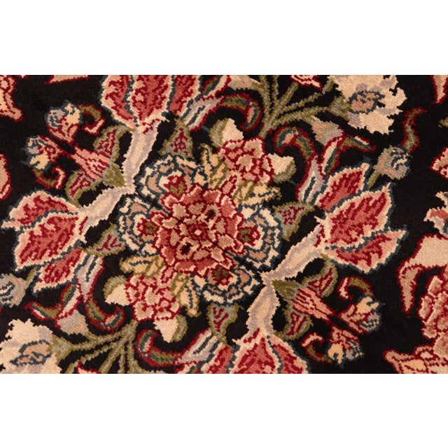 Shabby Chic 1990's Pak-Persian Black/Pink Wool Rug - 6'2'' X 9'2'' For Sale - Image 4 of 9