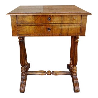 French Walnut and Burl Wood Vanity Armoire Stand Desk For Sale