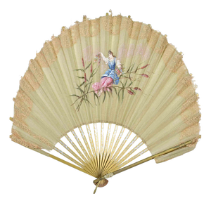 Hand-Painted Silk and Lace Fan, Early 20th Century