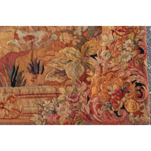 Textile Late 19th Century French Aubusson Pastoral Tapestry With Figures and Floral Border For Sale - Image 7 of 12