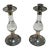 Set of 2 Vintage Crystal and Silver-Tone Candlesticks 1980s For Sale