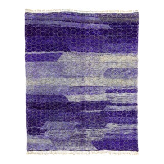 Honeycomb Pattern Hand-Knotted Wool Rug | 10'3" X 8'2" | One of a Kind For Sale