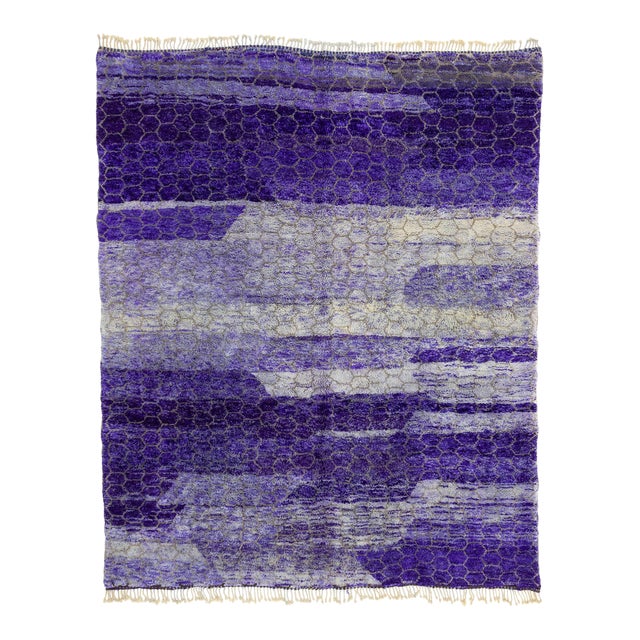 Honeycomb Pattern Hand-Knotted Wool Rug | 10'3" X 8'2" | One of a Kind For Sale