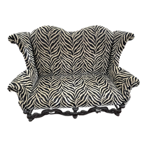 Kittinger Style 1920s-1930s Zebra Print Loveseat