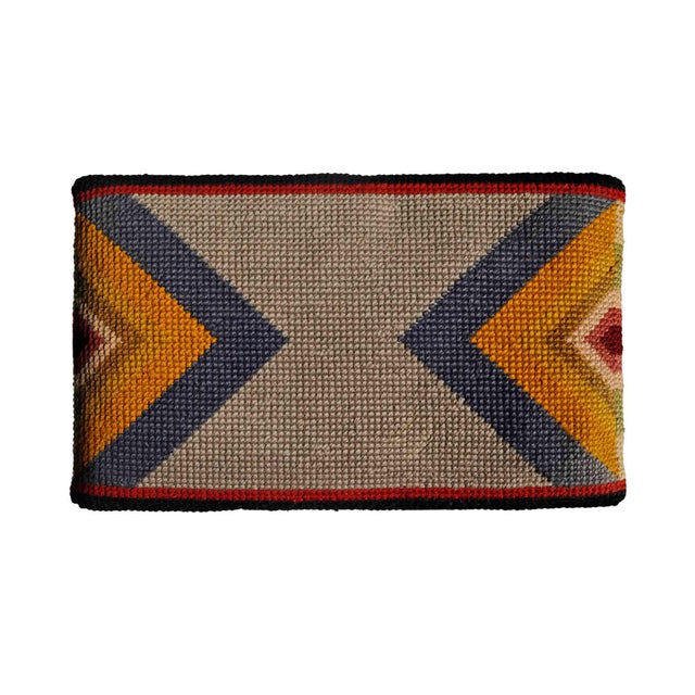 Mid 20th Century Mid 20th Century Iron Bench With Wool Geometric Design Upholstered Seat For Sale - Image 5 of 6