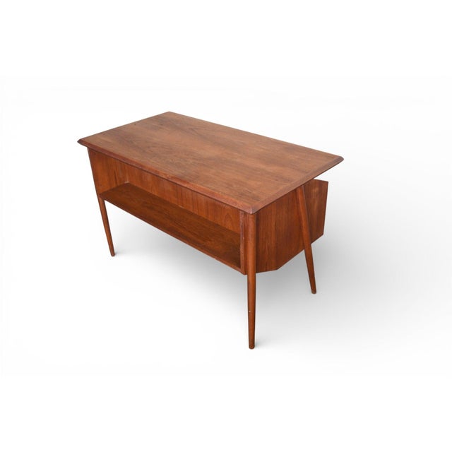 Mid 20th Century Atomic Danish Modern Teak Desk Attributed to Tibergaard For Sale - Image 9 of 13