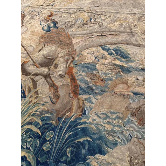 Blue Large Antique Aubusson Tapestry with Historical Battle Scene, 17th Century For Sale - Image 8 of 18