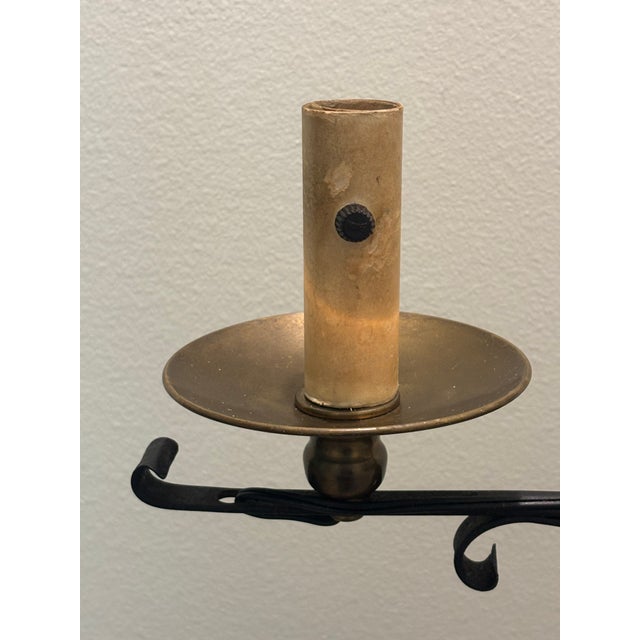 Antique Early 20th Century American Wrought Iron Bridge Arm Floor Lamp For Sale In Little Rock - Image 6 of 18