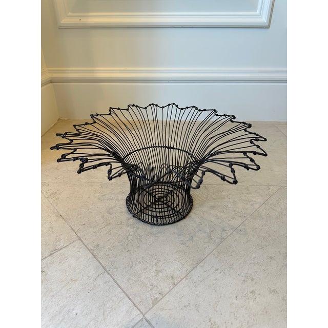 Fabulous French Black Petal Top Wire Basket, Dating to the Mid-Century. Sturdy and elegant. Expansive form in twisted...