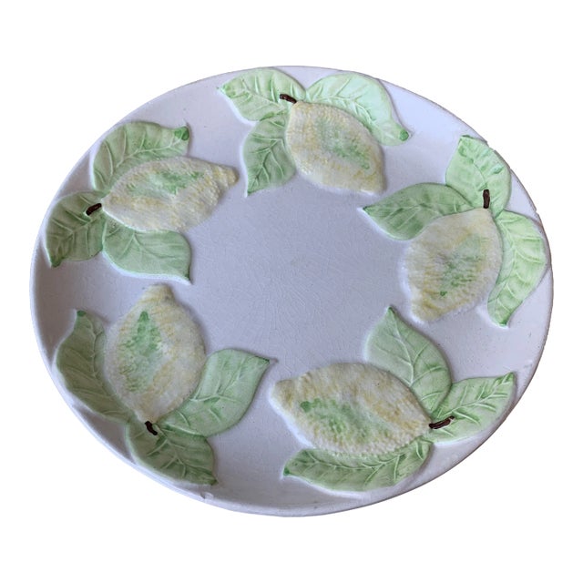 Late 20th Century 3D Lemon Pottery Plate From Portugal For Sale