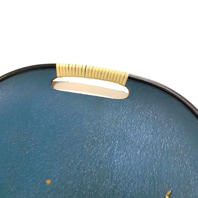 Mid 20th Century Vintage Mid-Century Turquoise Fiberboard Large Oval Serving Tray For Sale - Image 5 of 8