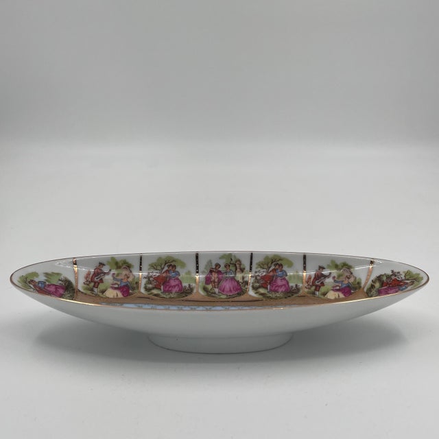 Ceramic Mid 20th Century Royal Vienna Bavarian Gold & Porcelain Dish Fragonard Love Story Courting Couple For Sale - Image 7 of 11