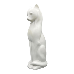 18" Art Deco Style White Bisque Ceramic Cat – Monumental Figurine