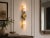 Brass Double Wall Sconce With Natural Alabaster Shades, Contemporary Double Wall Sconce, Natural Stone Lighting for Bedroom & Hallway For Sale - Image 4 of 9