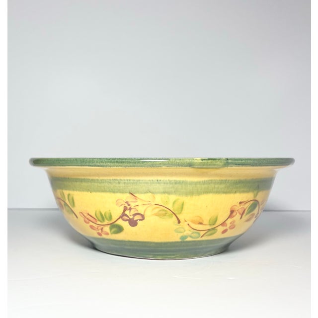 French Country Terre E Provence Yellow & Green Earthenware Serving Bowl For Sale - Image 3 of 5