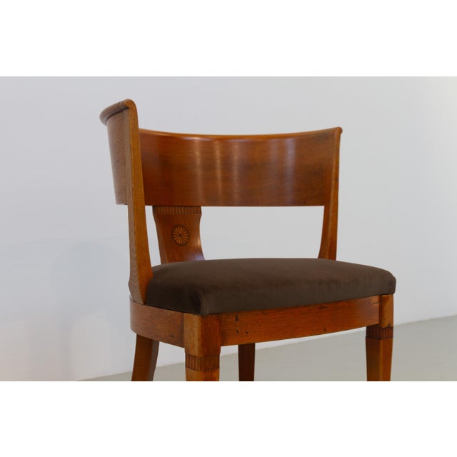 Antique Danish Round Back Oak Chair, 1920s For Sale - Image 14 of 18