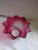 Gemstone Mid-Century Fenton Style Diamond Quilted Cranberry Glass Ruffled Lamp Shade For Sale - Image 7 of 9