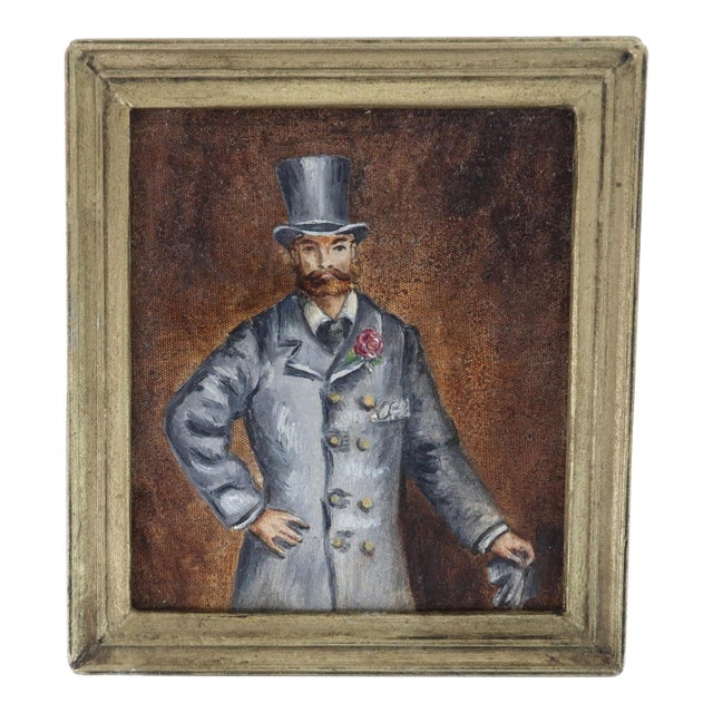 'The Count' Miniature Portrait Oil Painting by Meredith Rambo For Sale