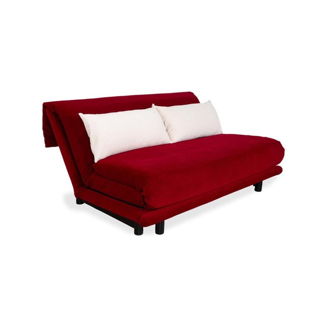 Ligne Roset Multy Fabric Red and White Cream Manual Function Three-Seater Sleeper Sofa by Ligne Roset For Sale - Image 4 of 14
