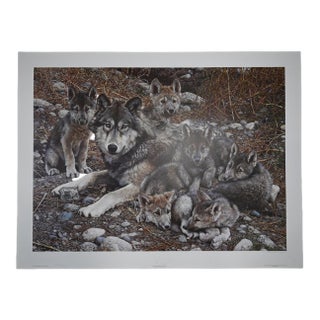 Carl Brenders "Den Mother Wolf Family" Signed Limited Edition Print, 1992, With Coa For Sale
