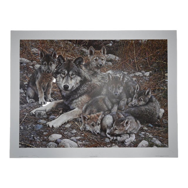 Carl Brenders "Den Mother Wolf Family" Signed Limited Edition Print, 1992, With Coa For Sale