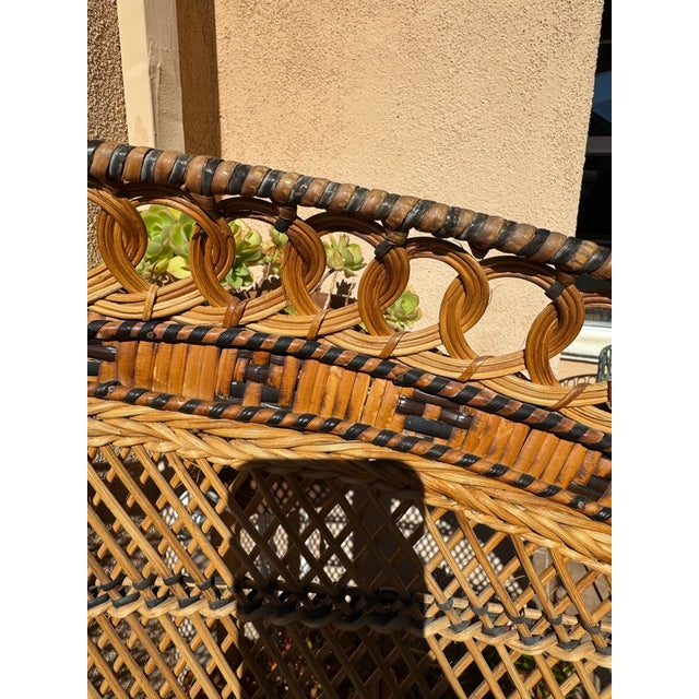 Boho Chic Iconic 1970s Vintage Emmanuelle Wicker Rattan Peacock Chair For Sale - Image 3 of 12