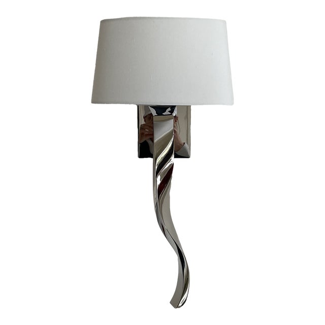 Porta Romana Nickel & Silk Ribbon Sconces For Sale